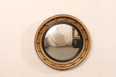 19th C. Bulls-Eye Mirror w/Convex Center, Black & Bronze