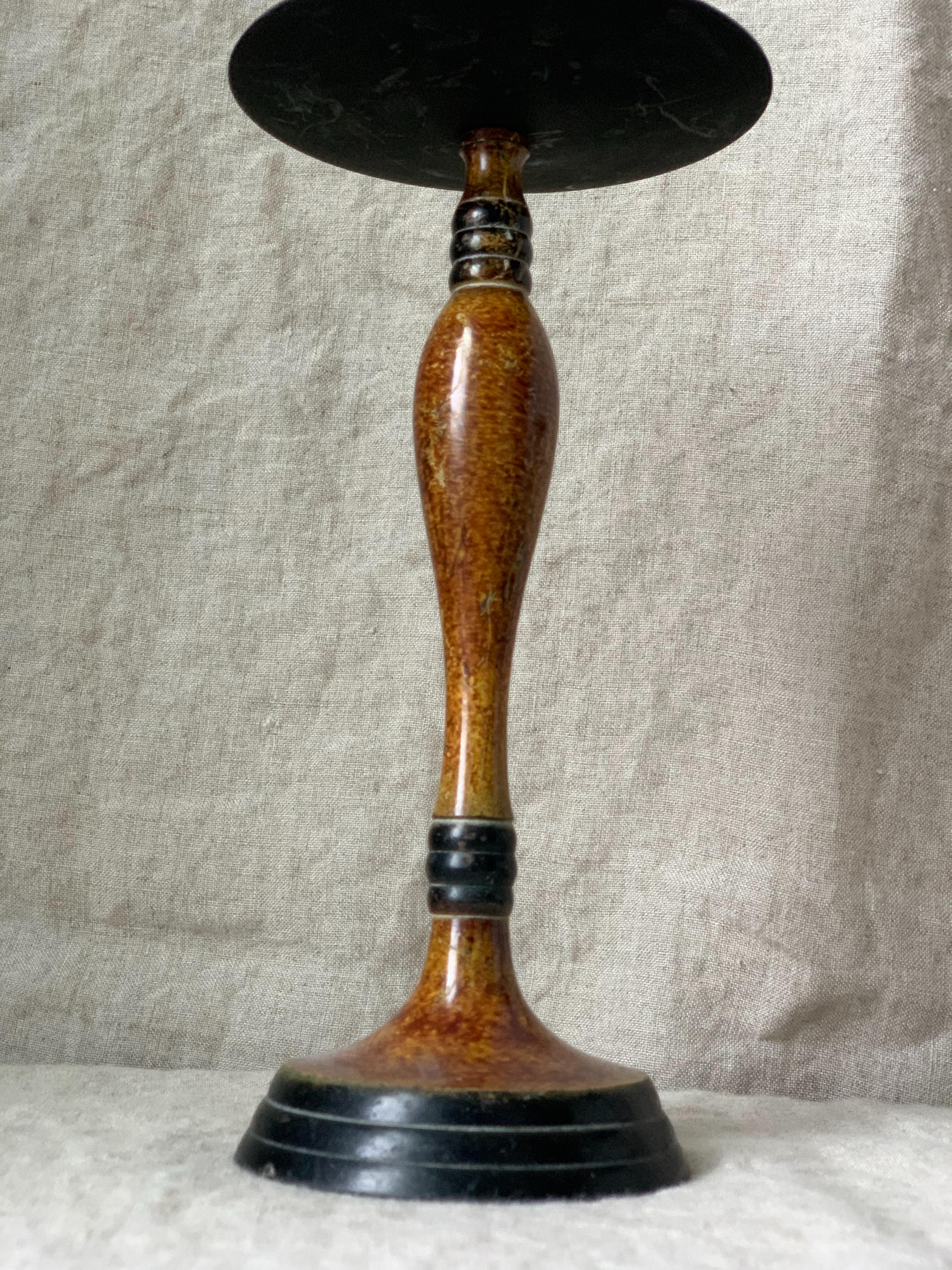 American Classical Pair of Burl Wood Candlesticks  For Sale