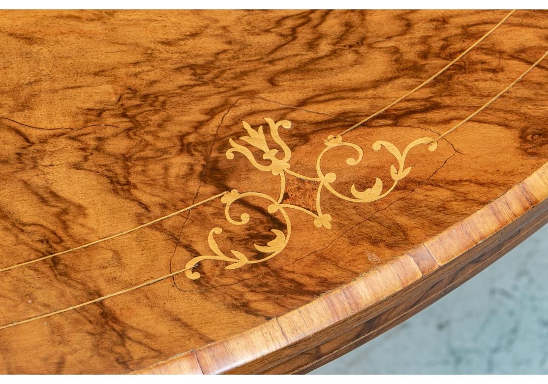 19th C. Burled Walnut Oval Table In Aesthetic Style For Sale 6