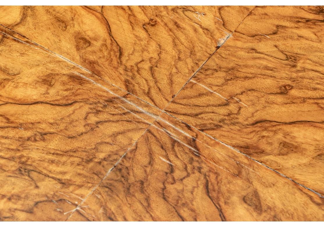 Glass 19th C. Burled Walnut Oval Table In Aesthetic Style For Sale