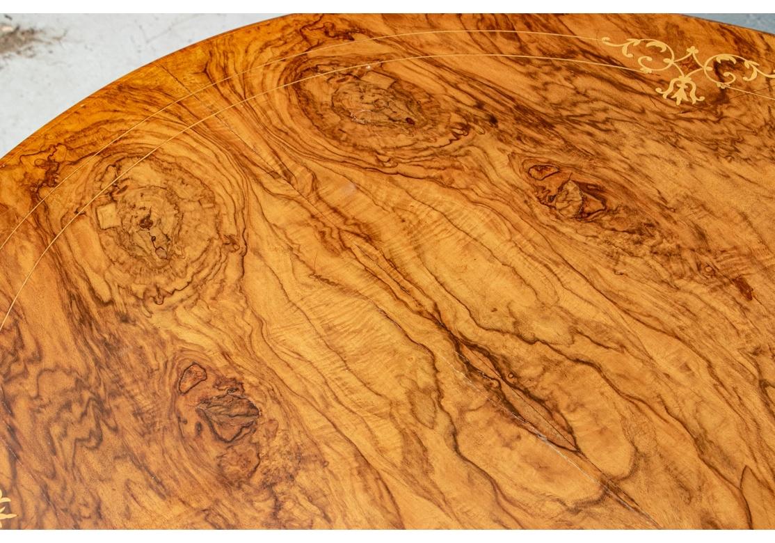 19th C. Burled Walnut Oval Table In Aesthetic Style For Sale 2