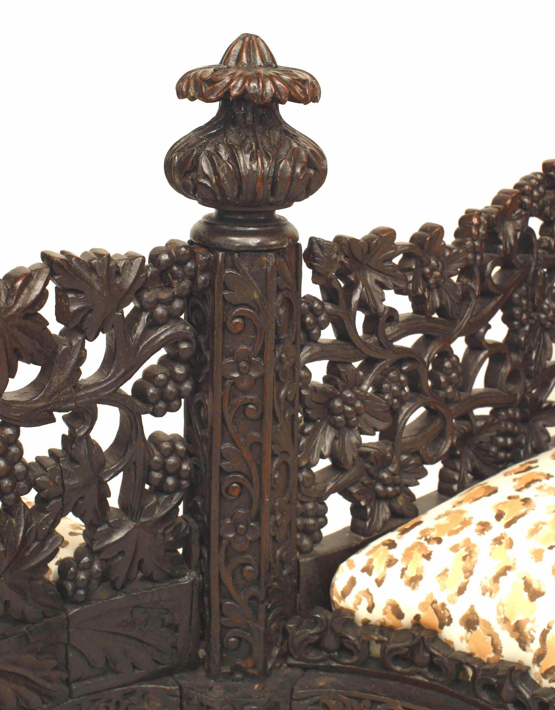 Asian Burmese Carved Rosewood Tete-a-tete 1