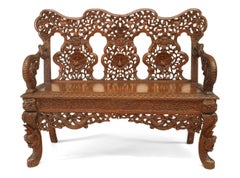 19th c. Burmese Style Filigreed Dragon Design Loveseat