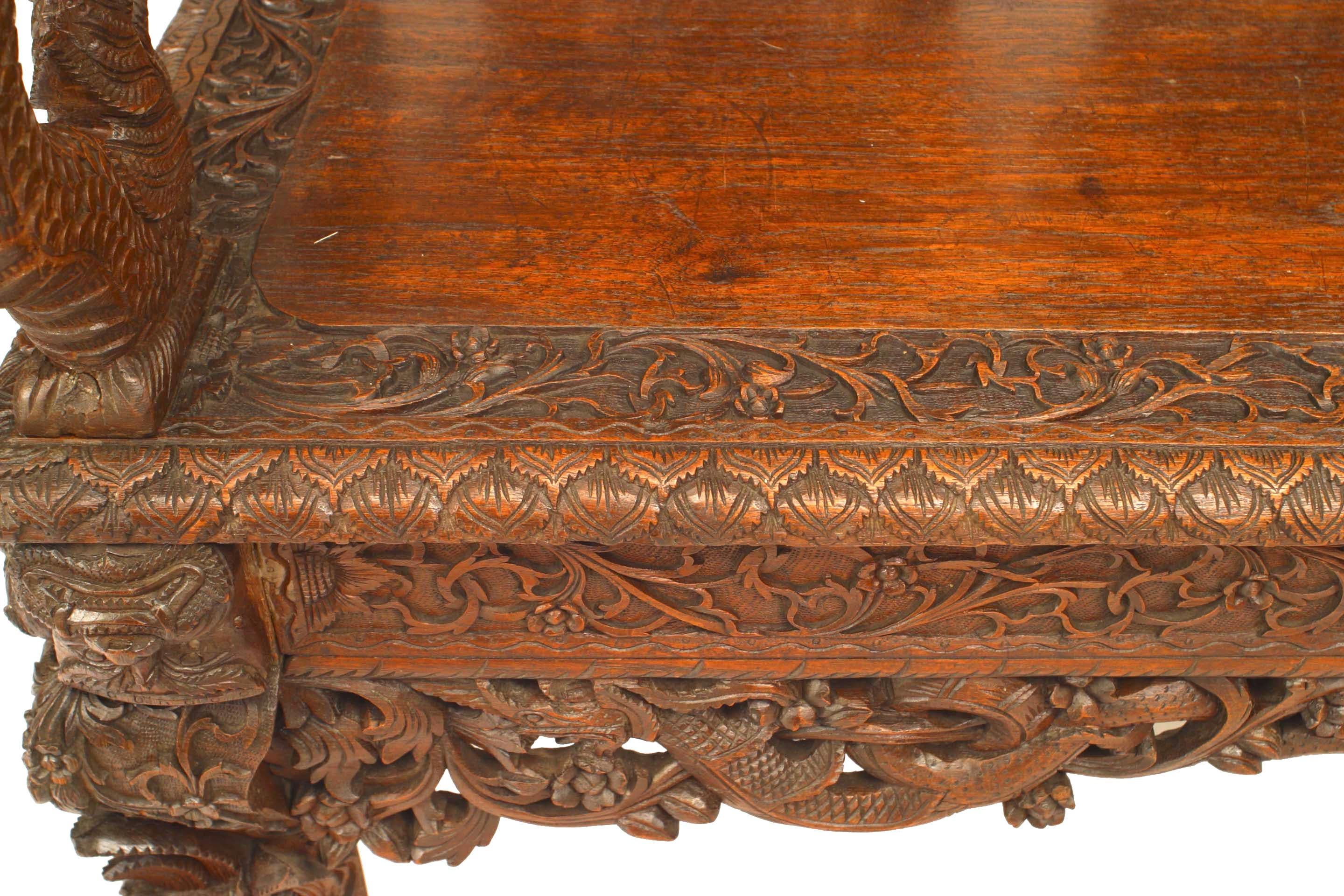 19th c. Burmese Style Filigreed Dragon Design Loveseat In Good Condition In New York, NY