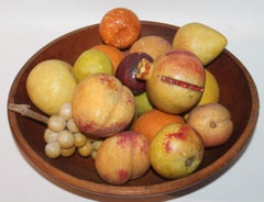 19th C Butter Bowl and Eighteen Piece Collection of Stone Fruit