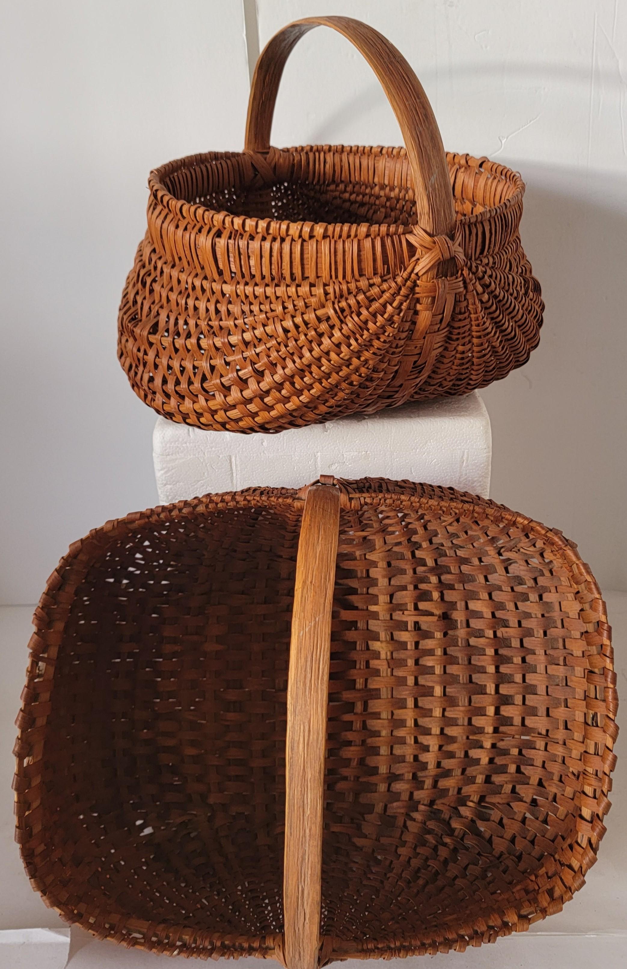 Country 19th C Buttock Baskets from Pennsylvania, Pair For Sale