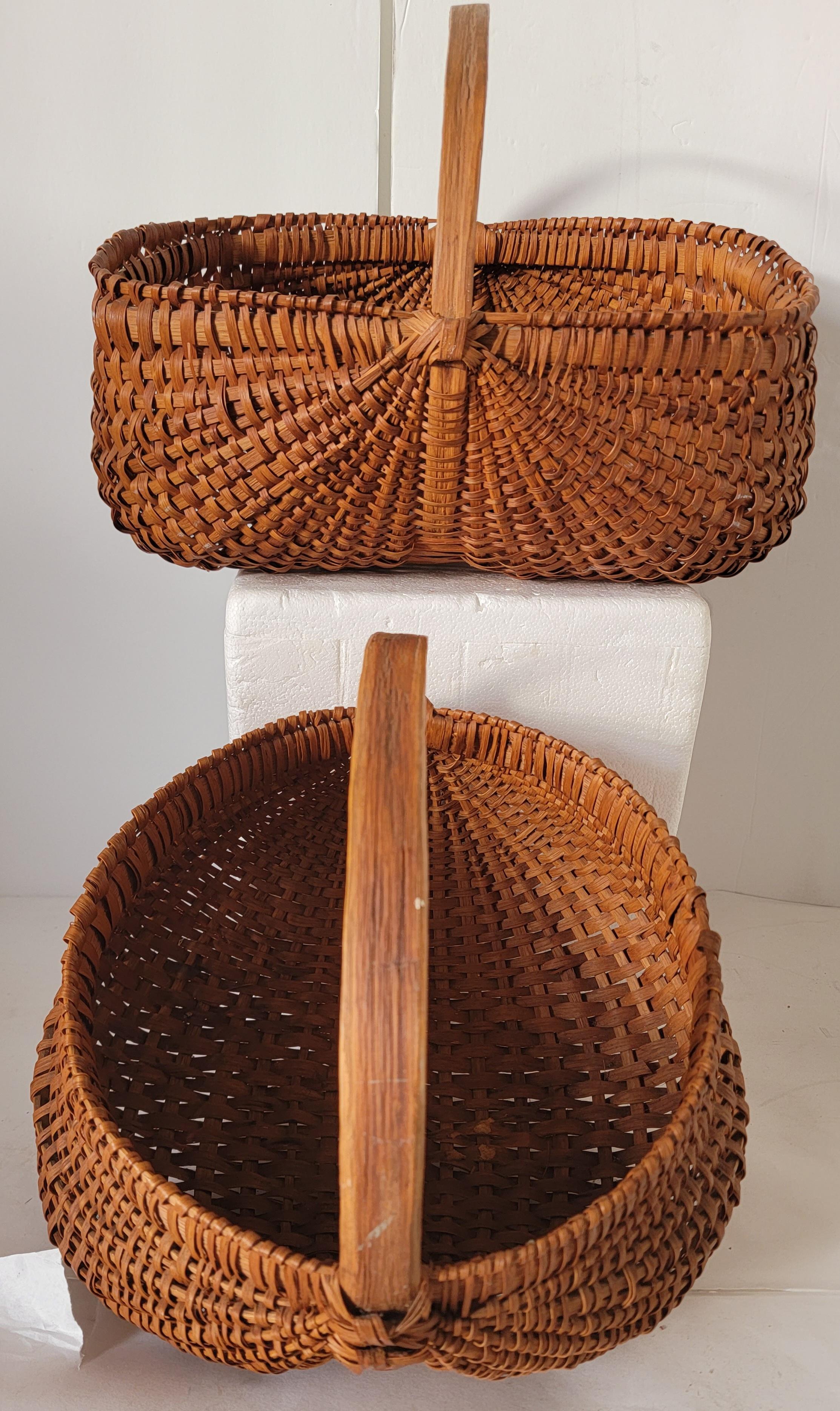 American 19th C Buttock Baskets from Pennsylvania, Pair For Sale