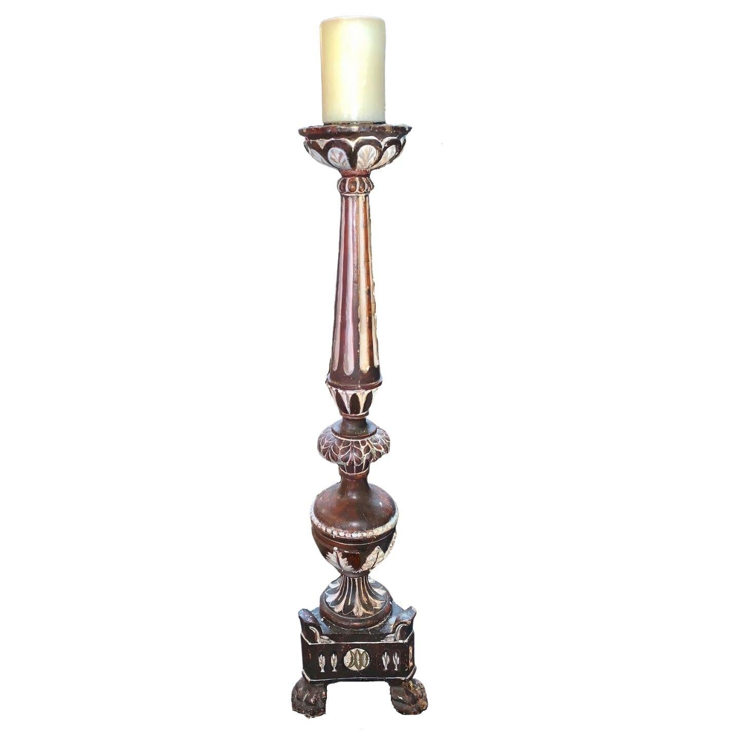 19th century large candlestick with engravings in the wood

(not sold with candle).