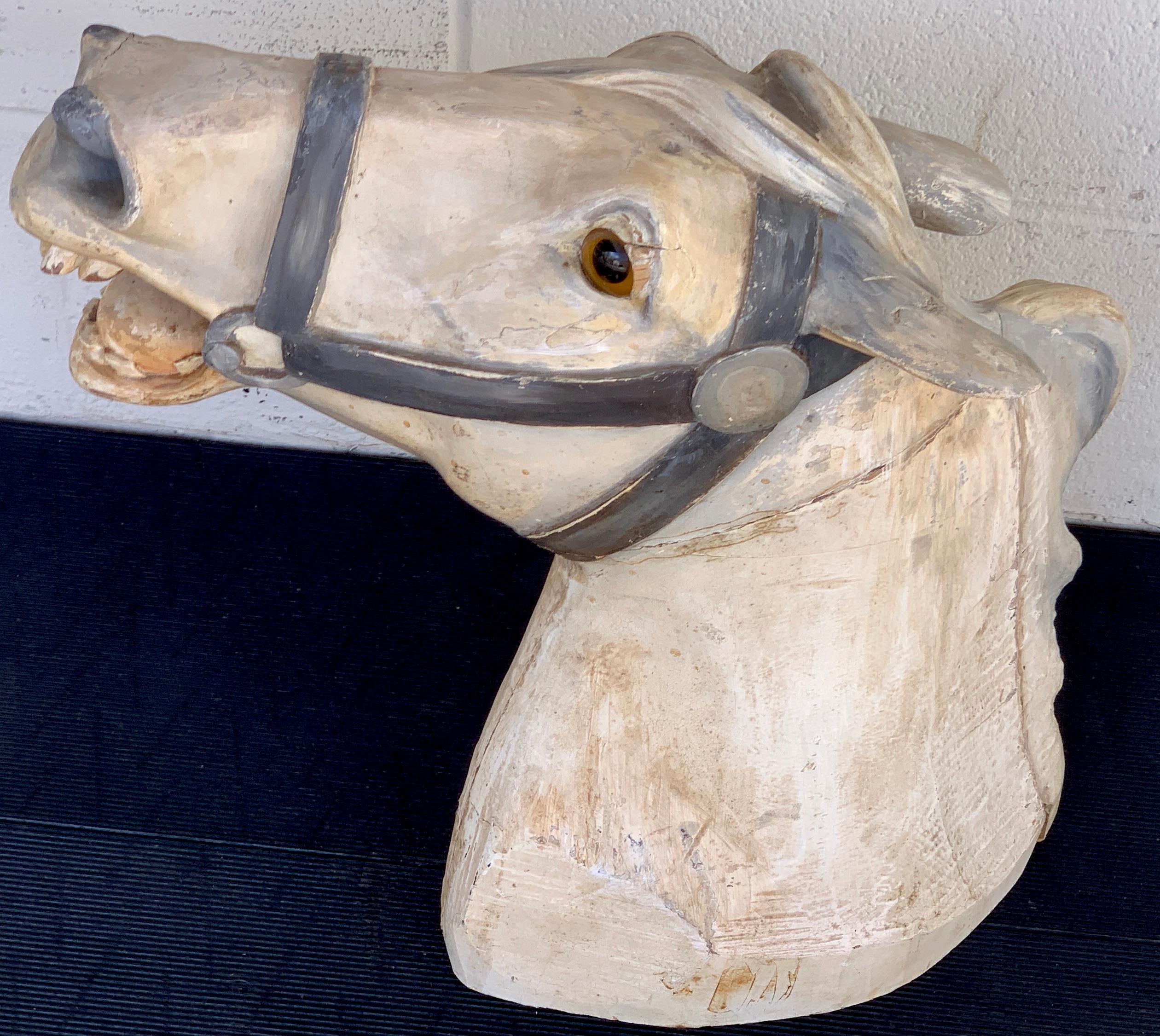American 19th Century Carousel Horse Head, by Gustav Dentzel