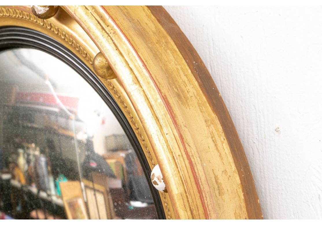19. Jh. Geschnitzter und vergoldeter konvexer Spiegel zur Restaurierung im Angebot 1