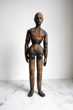 19th C Carved and Jointed Wood Artist Mannequin