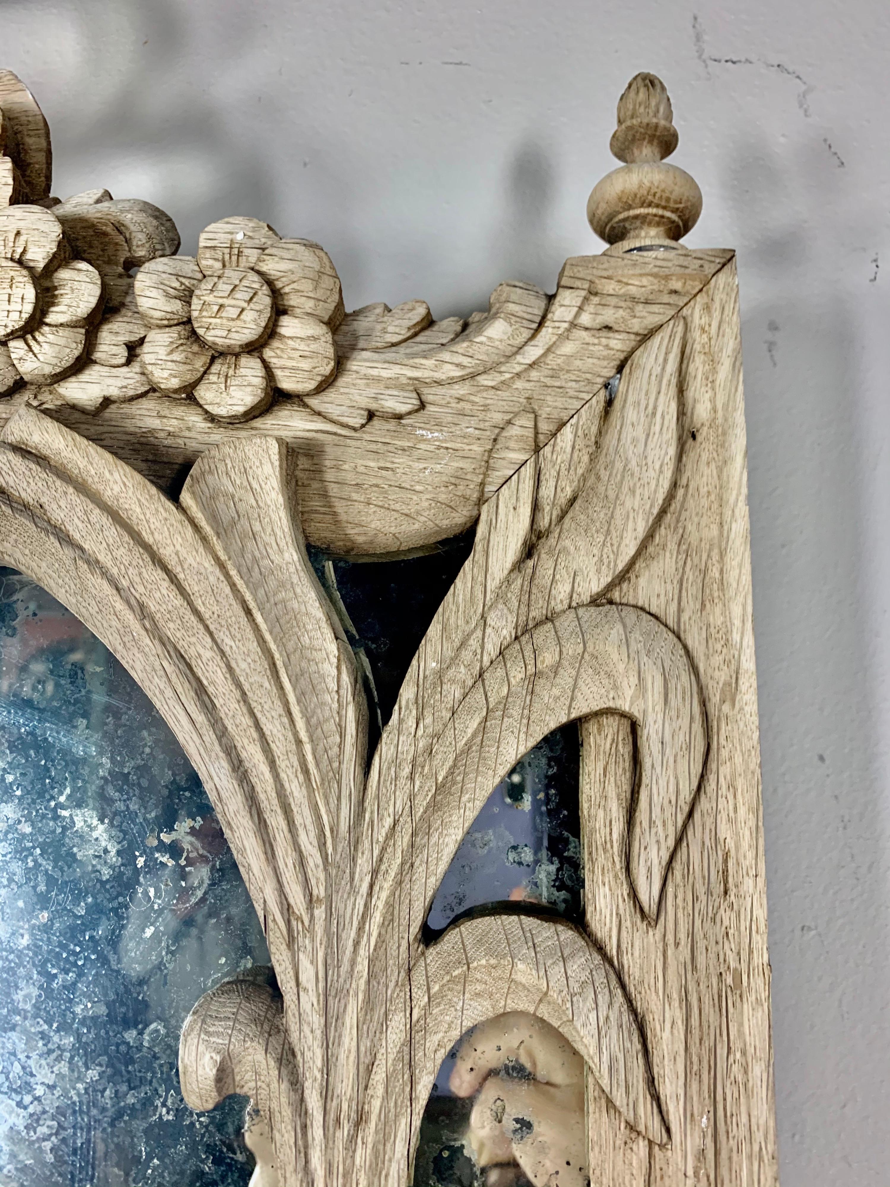 19th Century Carved French Bleached Walnut Mirror 5