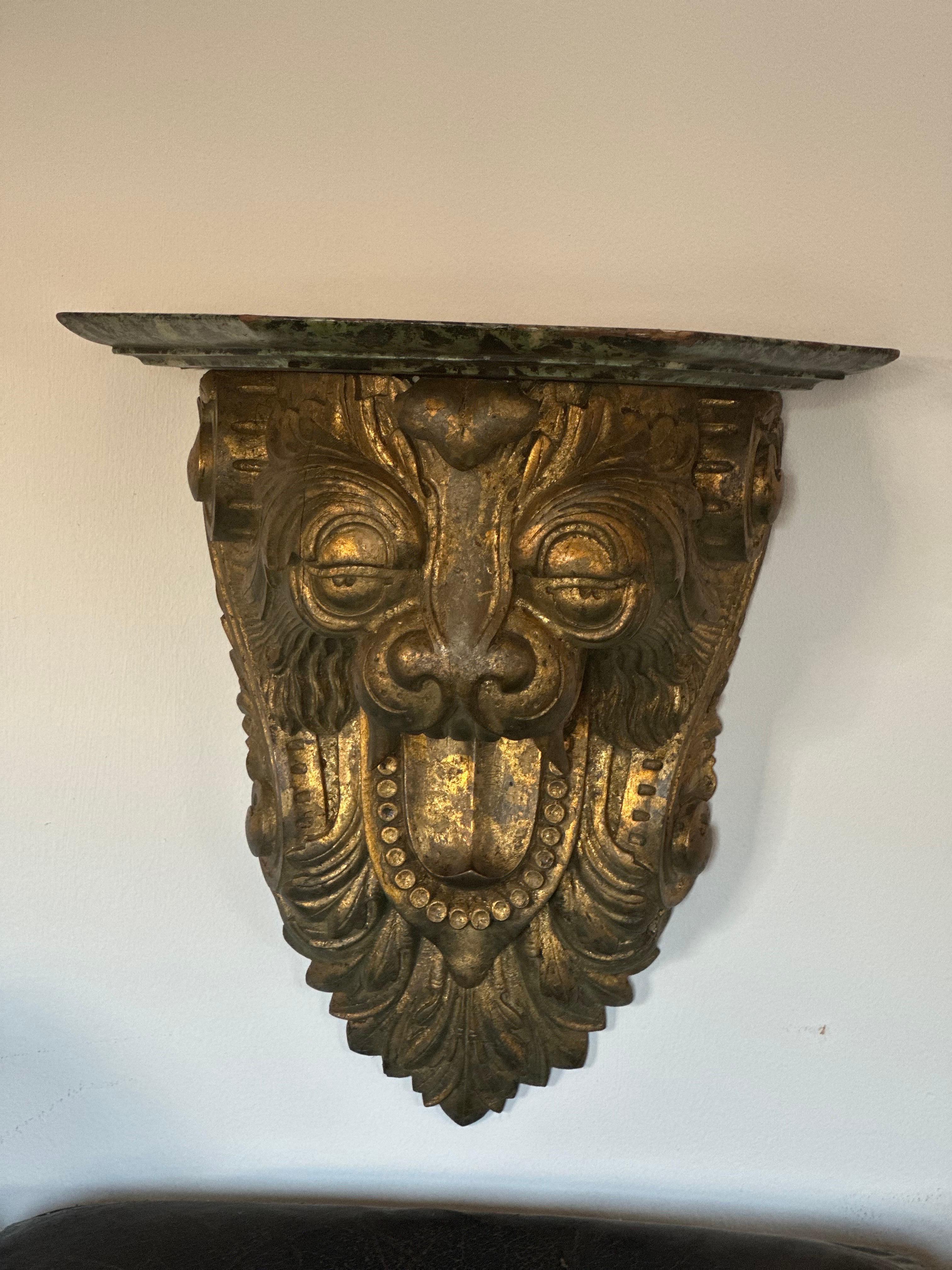Aesthetic Movement 19th C Carved Lion wall shelf  For Sale