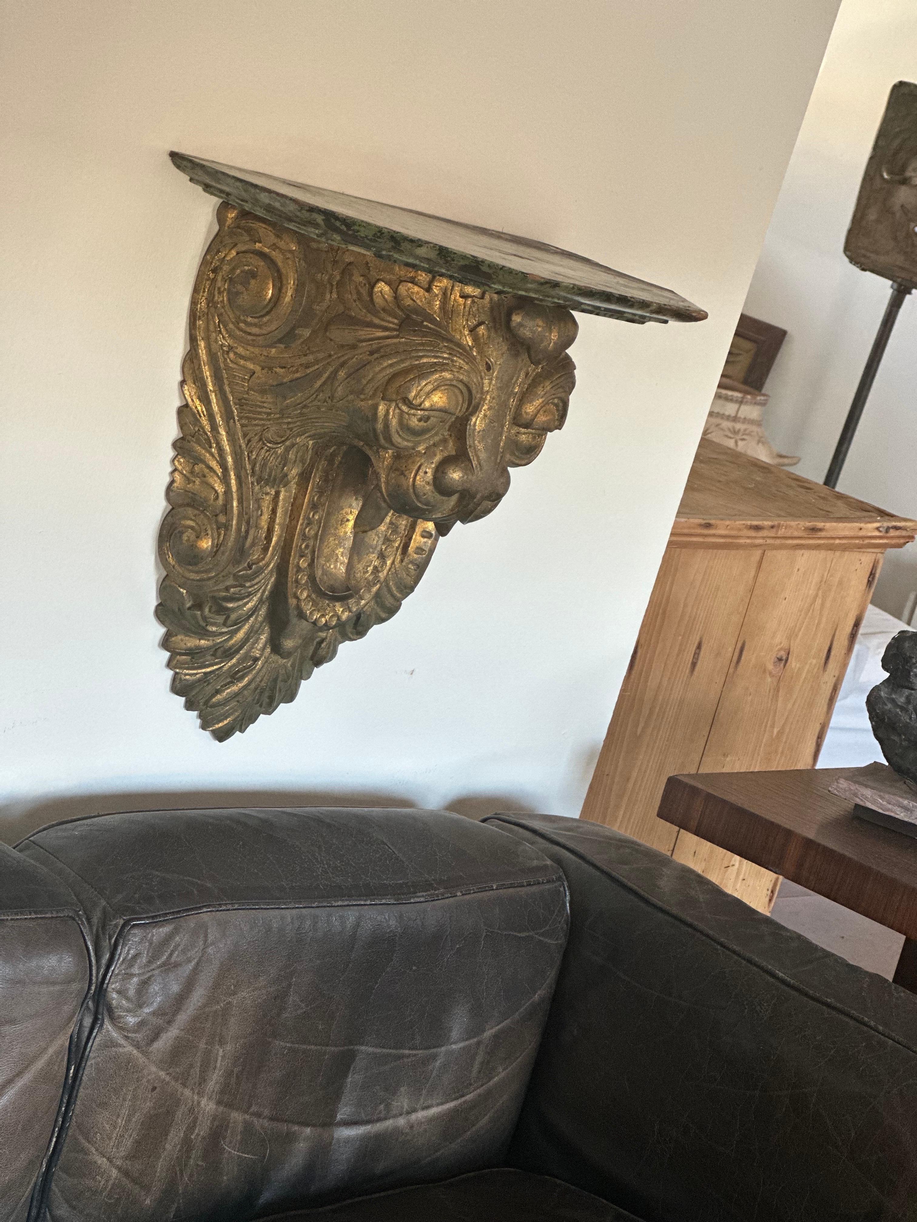 19th C Carved Lion wall shelf  For Sale 2