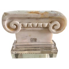 19th C. Carved Marble Capital on Lucite Base