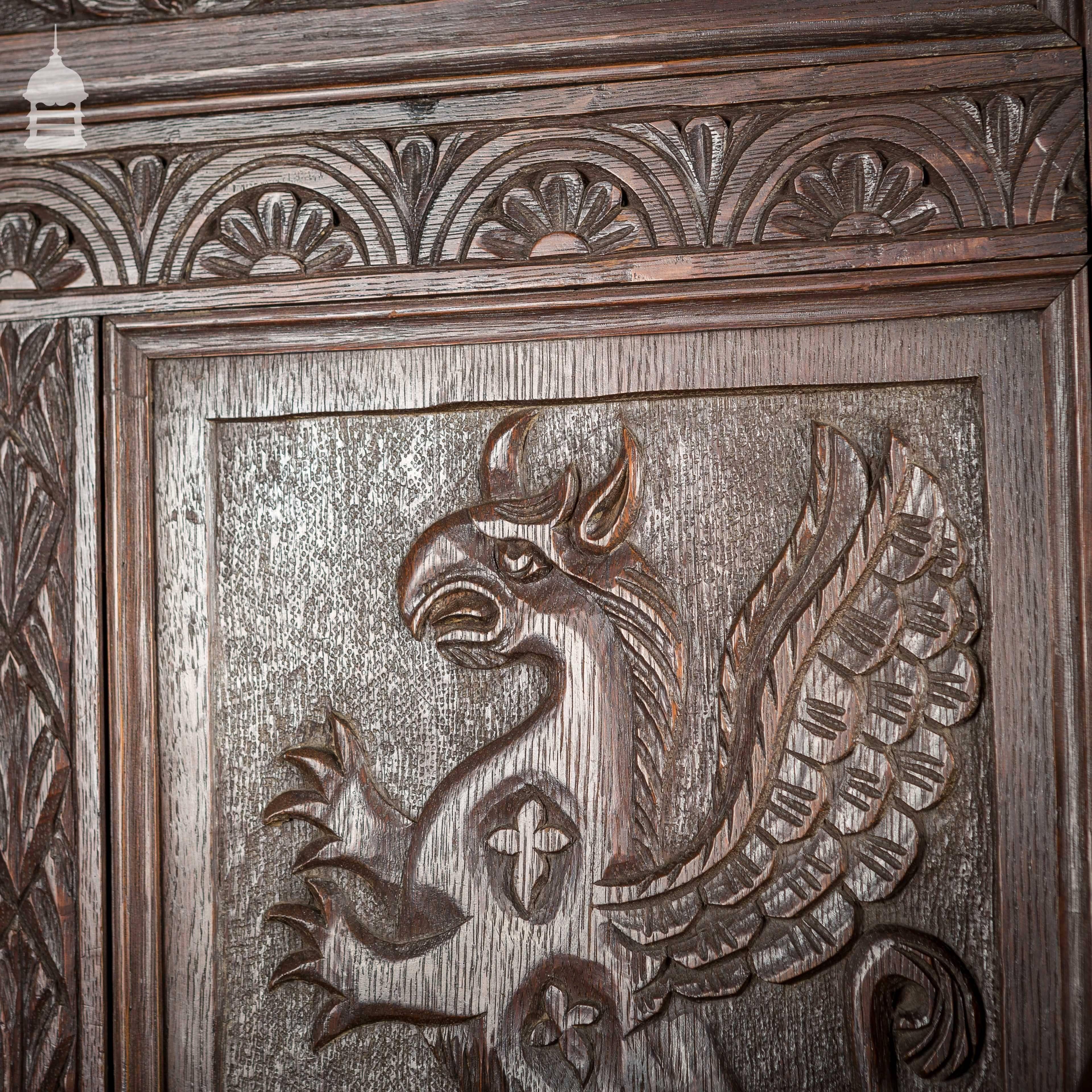 19th Century Carved Oak Monks Bench Pew Settle For Sale 1