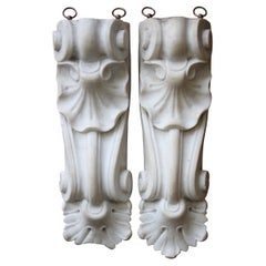 19th C Carved Pair of Marble Decorative Architectural Corbel Elements