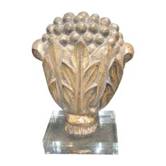 19th c. Carved Pineapple Wall Hanging on Acrylic Base
