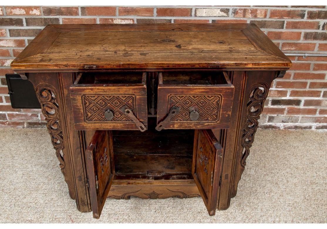 19th C. Carved Qing Period Asian Altar Cabinet  For Sale 6