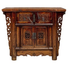 19th C. Carved Qing Period Asian Altar Cabinet 