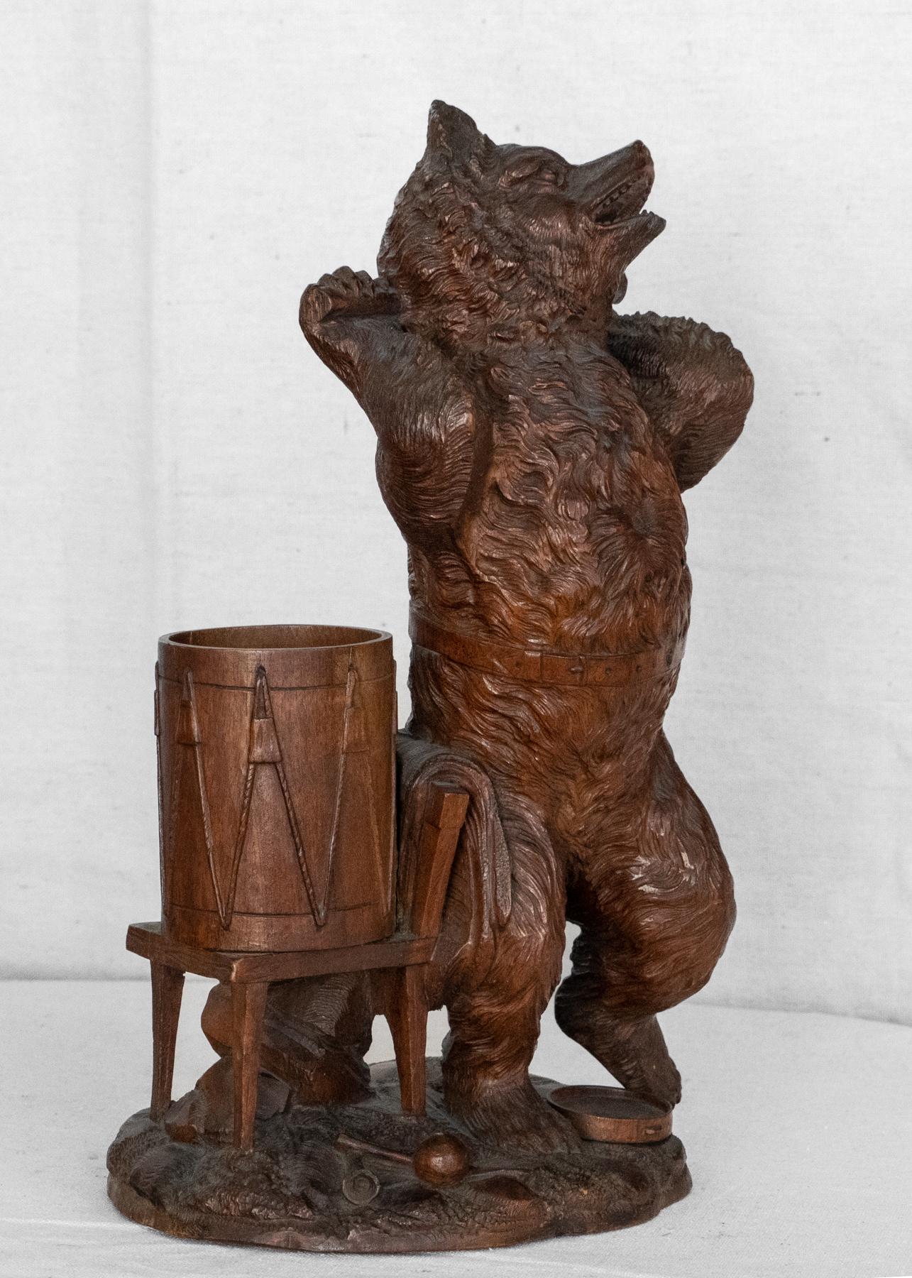 German 19th century Carved Walnut Black Forest Bear / Cigar Holder For Sale