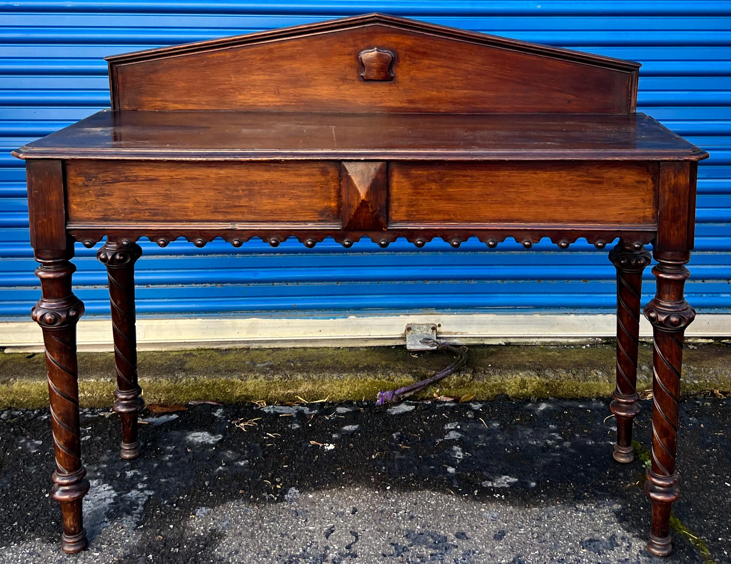 19th-C. Carved Walnut English Hunt Board / Console or Work Table / Desk 2