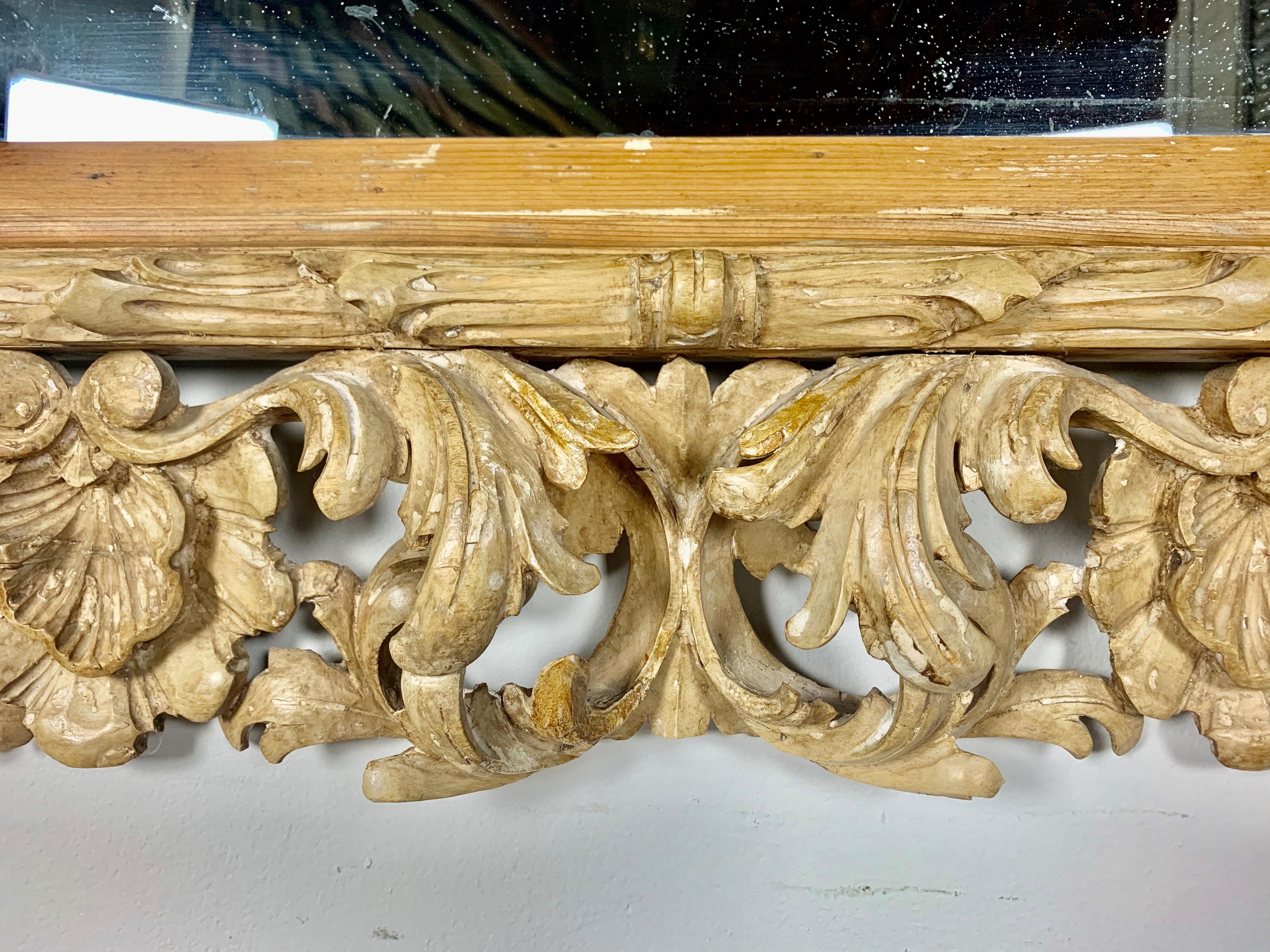 19th Century Carved Wood Acanthus Leaf Mirror 4