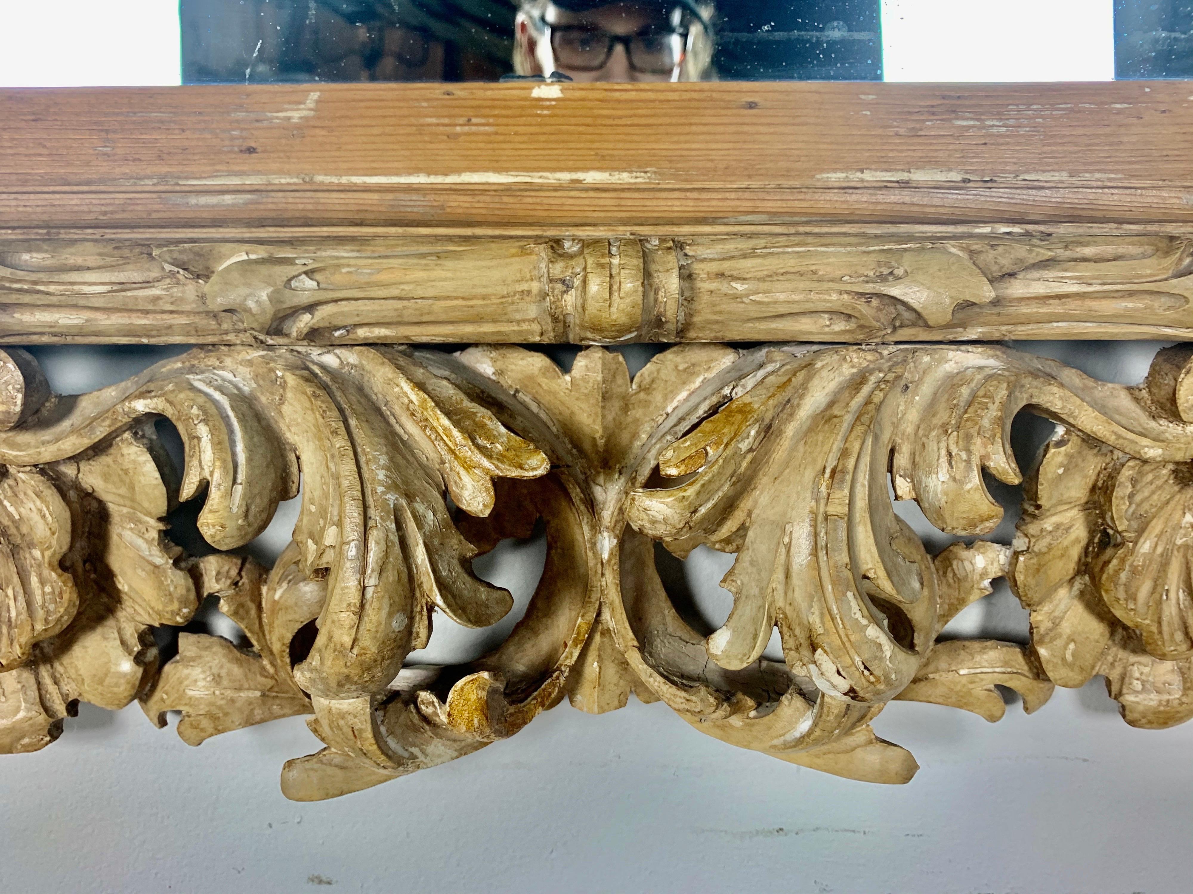 Italian 19th Century Carved Wood Acanthus Leaf Mirror