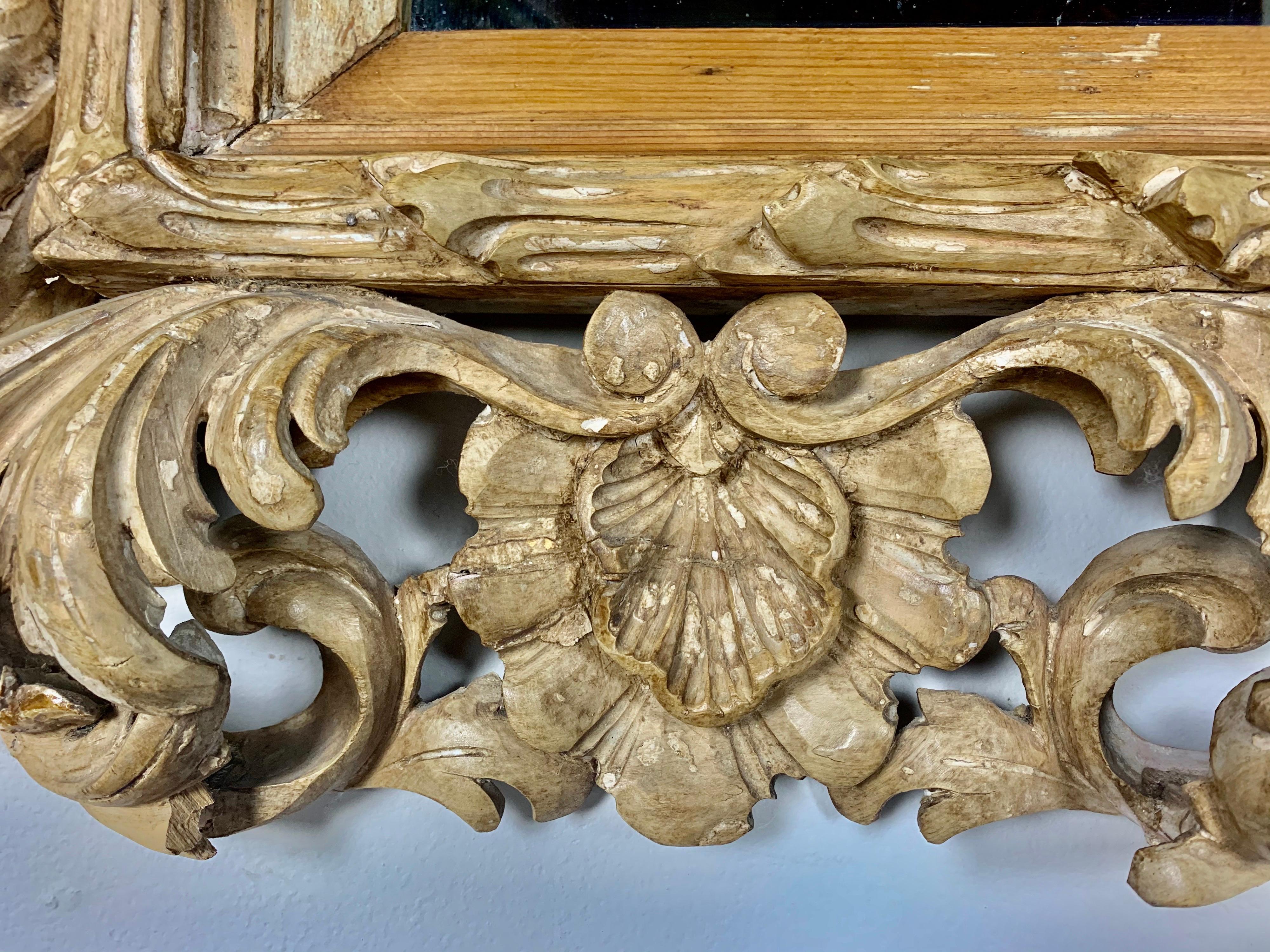 Fruitwood 19th Century Carved Wood Acanthus Leaf Mirror