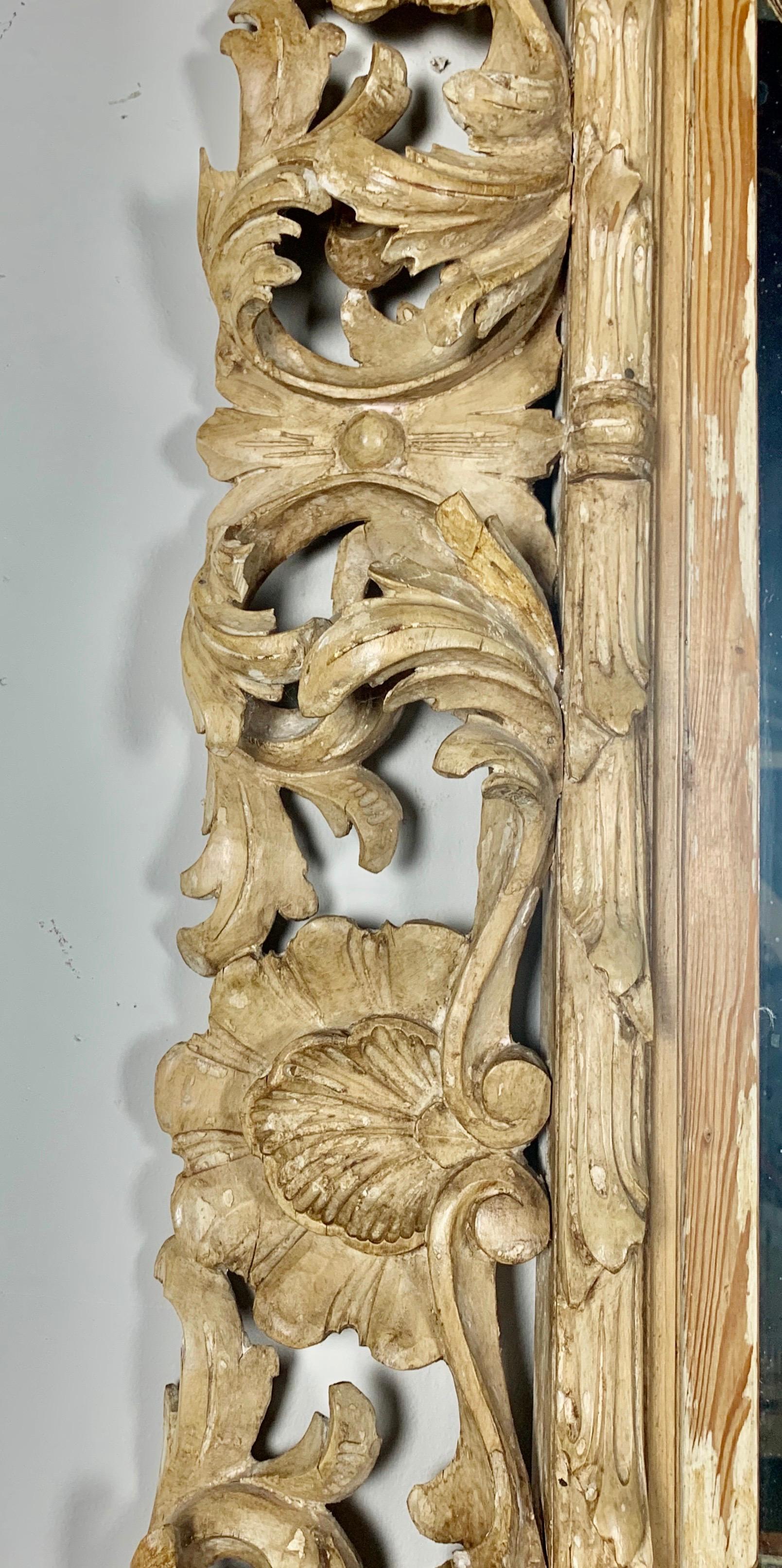 19th Century Carved Wood Acanthus Leaf Mirror 1