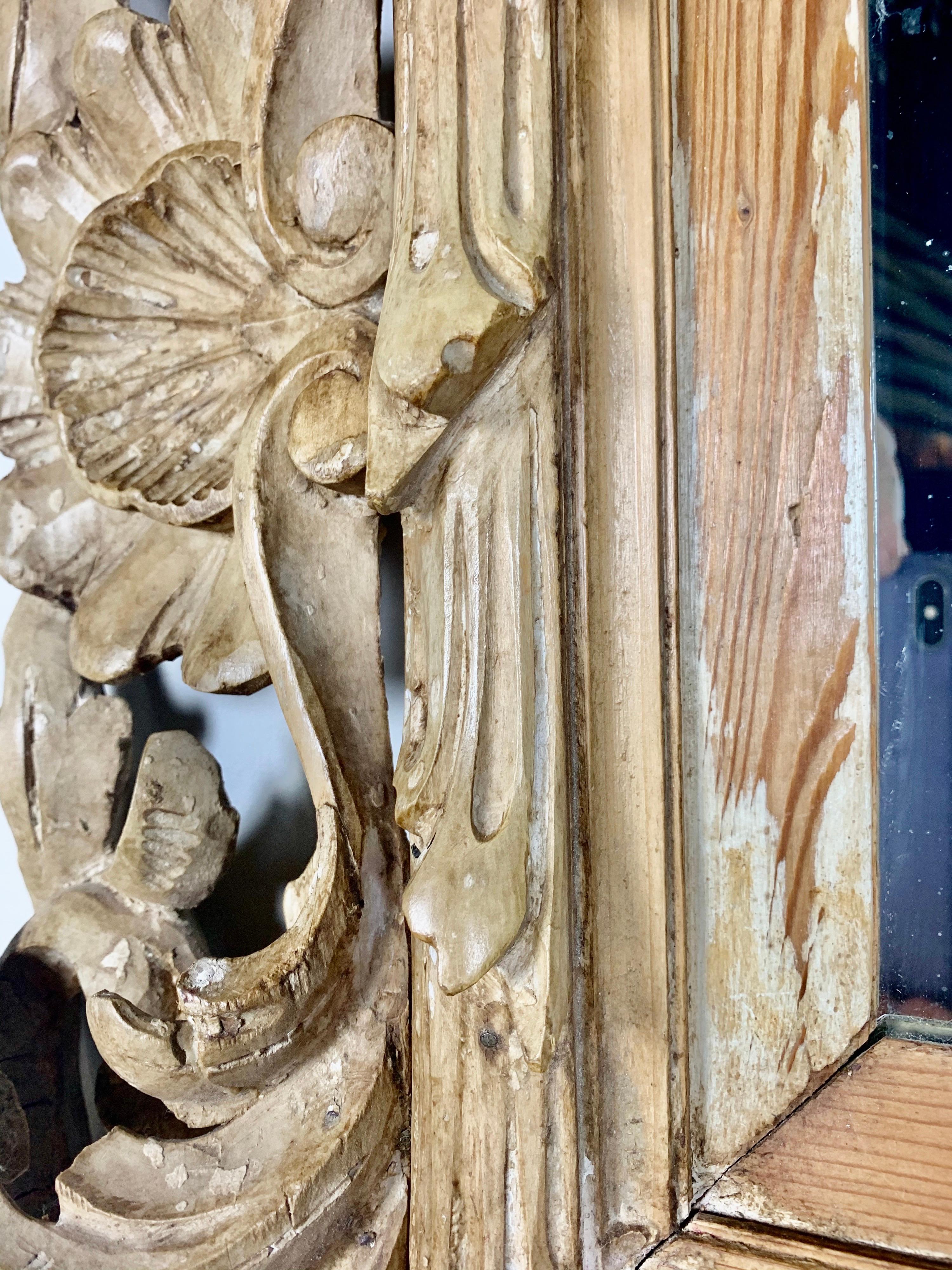 19th Century Carved Wood Acanthus Leaf Mirror 3