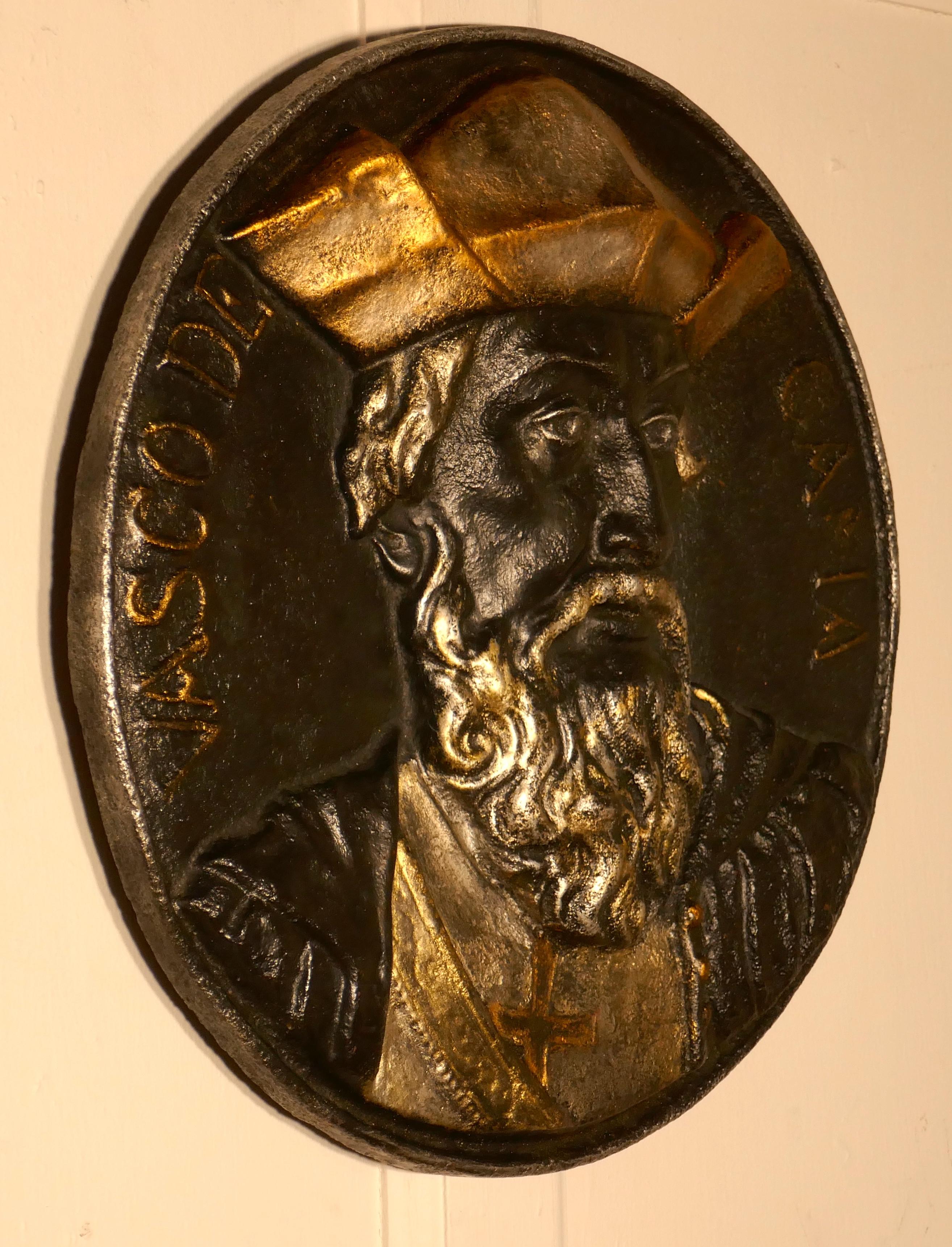 Artisanat Portrait sur buste en fonte du 19ème siècle de l'explorateur Vasco da Gama, 1460-1524 en vente