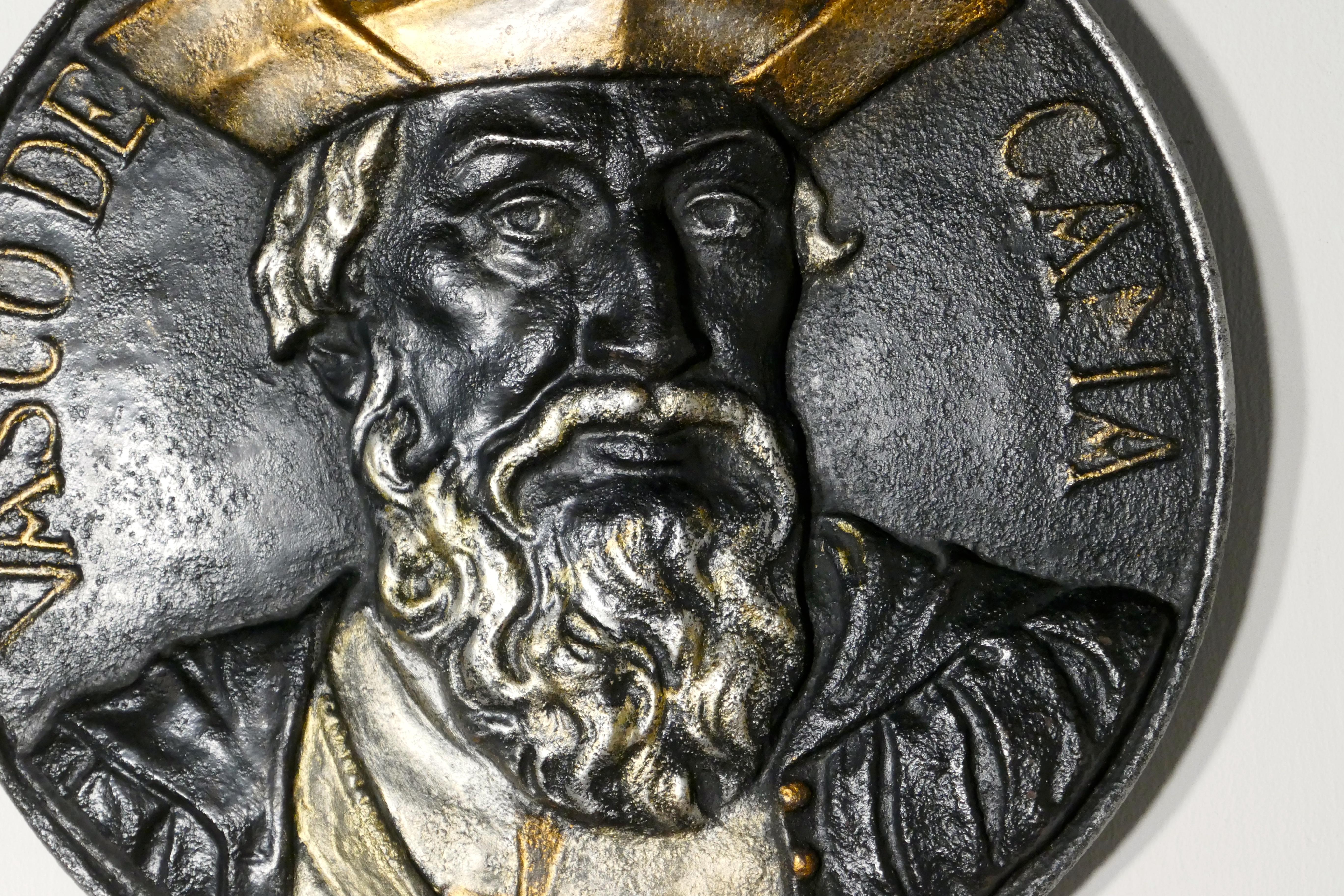 Porträtplakette des Explorer Vasco da Gama aus Gusseisen aus dem 19. Jahrhundert, 1460-1524 (Eisen) im Angebot