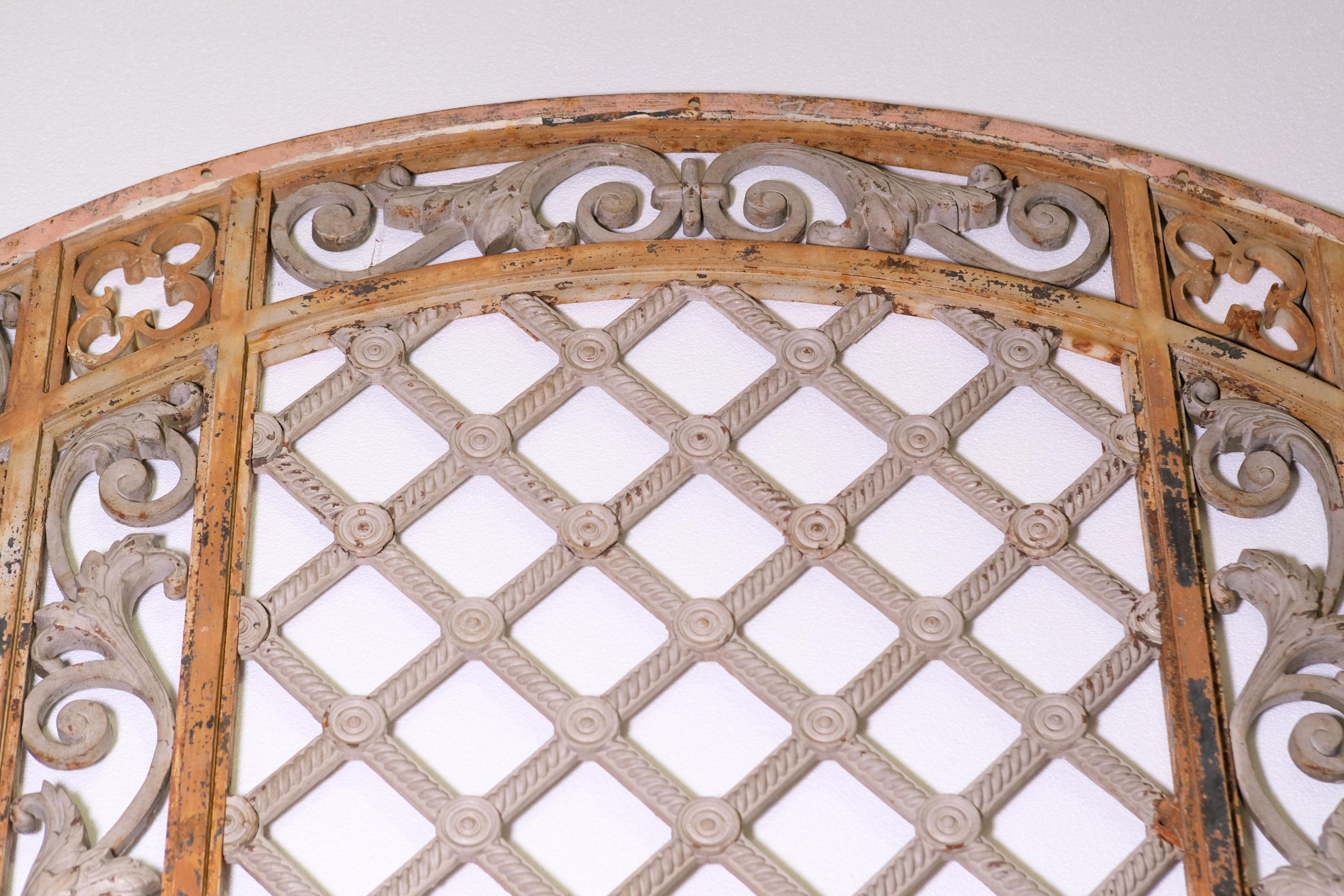 Cast Iron Floral Lattice Window Guard Steel Roman Arch Frame 132x94 4