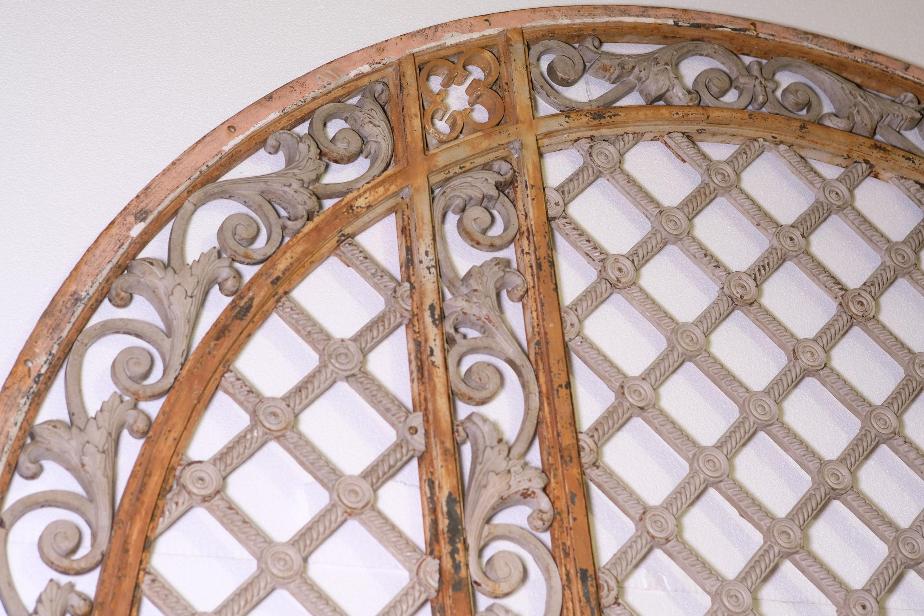 Cast Iron Floral Lattice Window Guard Steel Roman Arch Frame 132x94 1