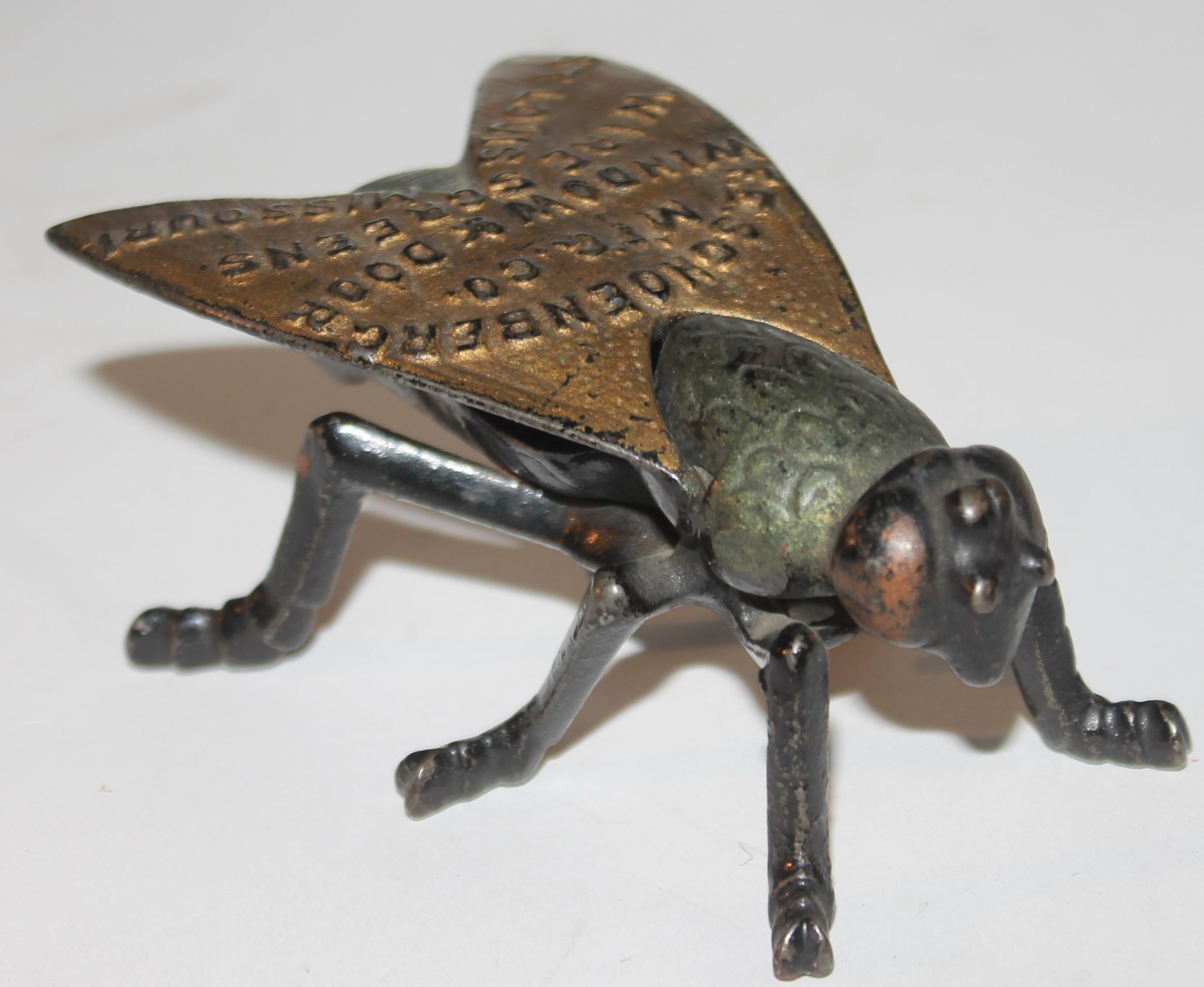 19th C Cast Iron Promotional Fly Matchstick Box In Good Condition In Los Angeles, CA