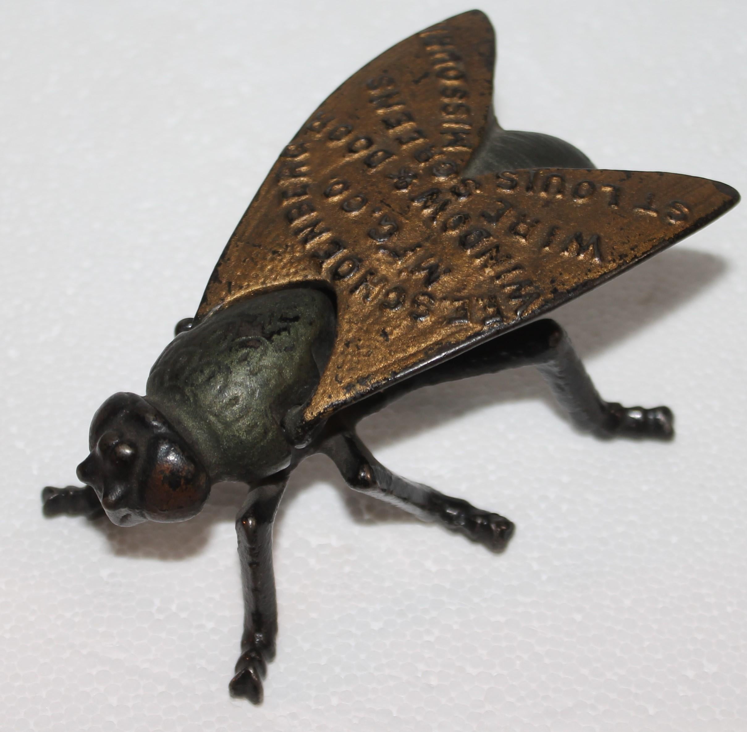 19th Century 19th C Cast Iron Promotional Fly Matchstick Box