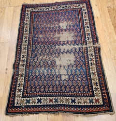 19th C. Caucasian Shirvan Rug in All Over Paisley Design in French Blue & Ivory