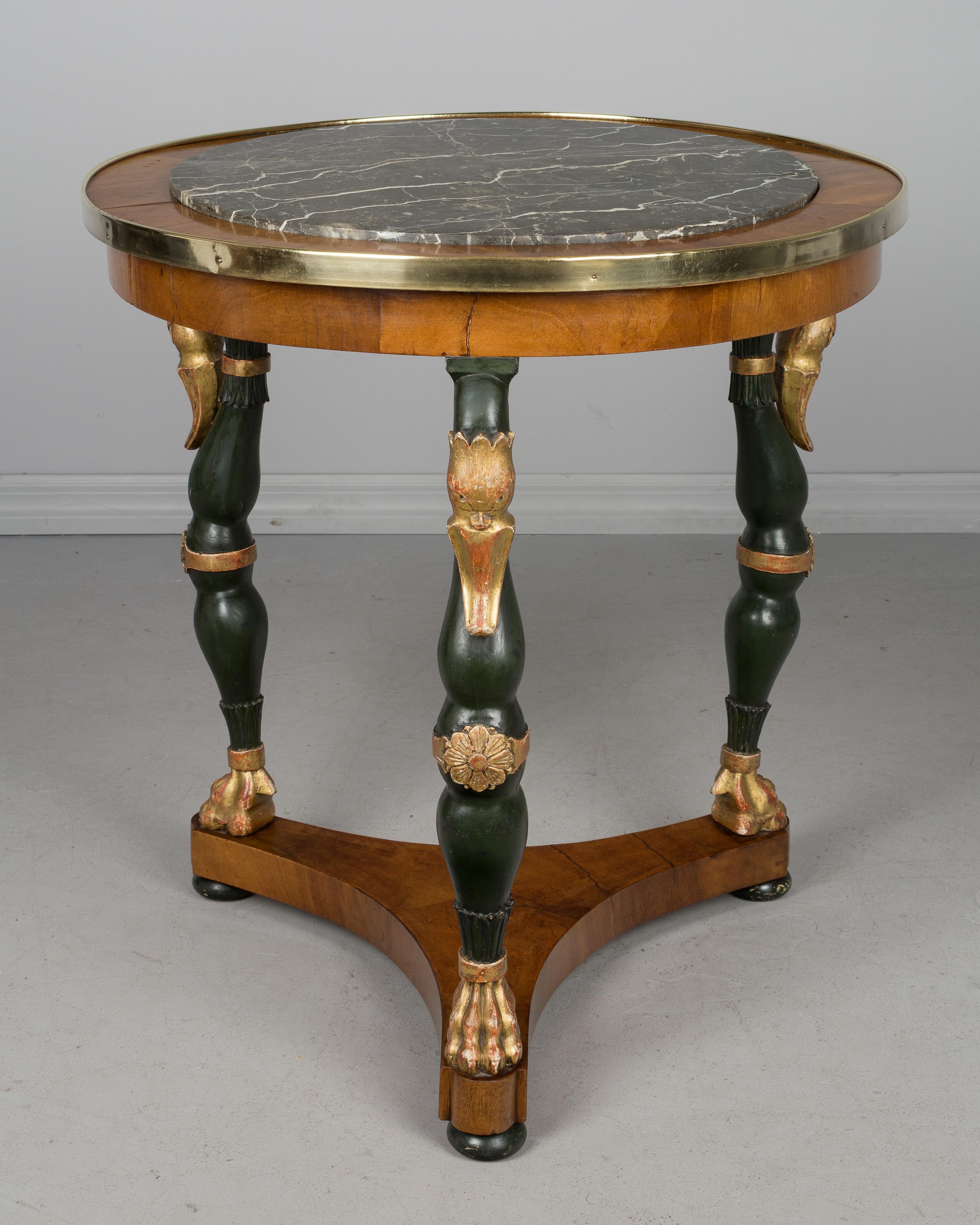 Marble 19th Century Charles X Walnut Guéridon or Centre Table For Sale