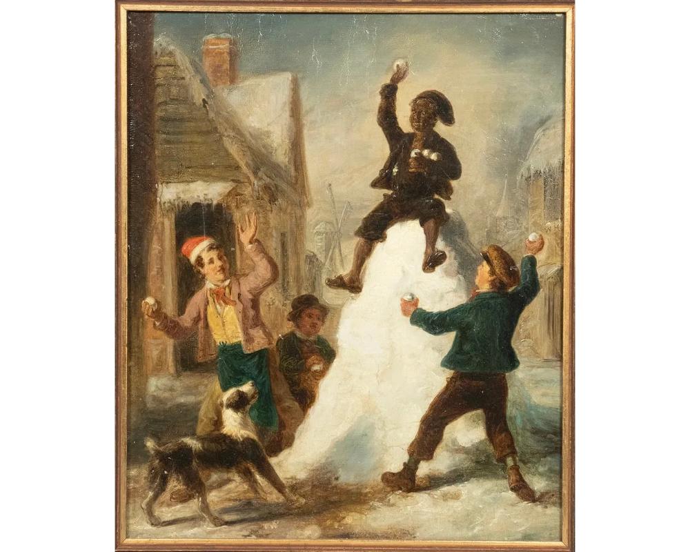 Quatre enfants et un chien jouant au 