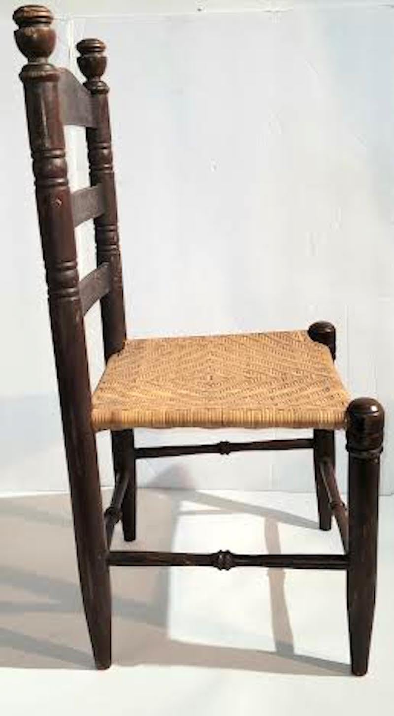 19th C Childs Ladder Back Chair with Original Rush Seat For Sale 3