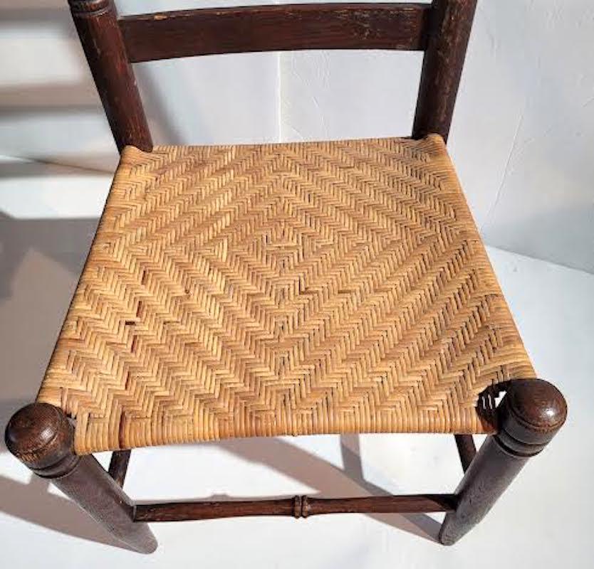 Folk Art 19th C Childs Ladder Back Chair with Original Rush Seat For Sale