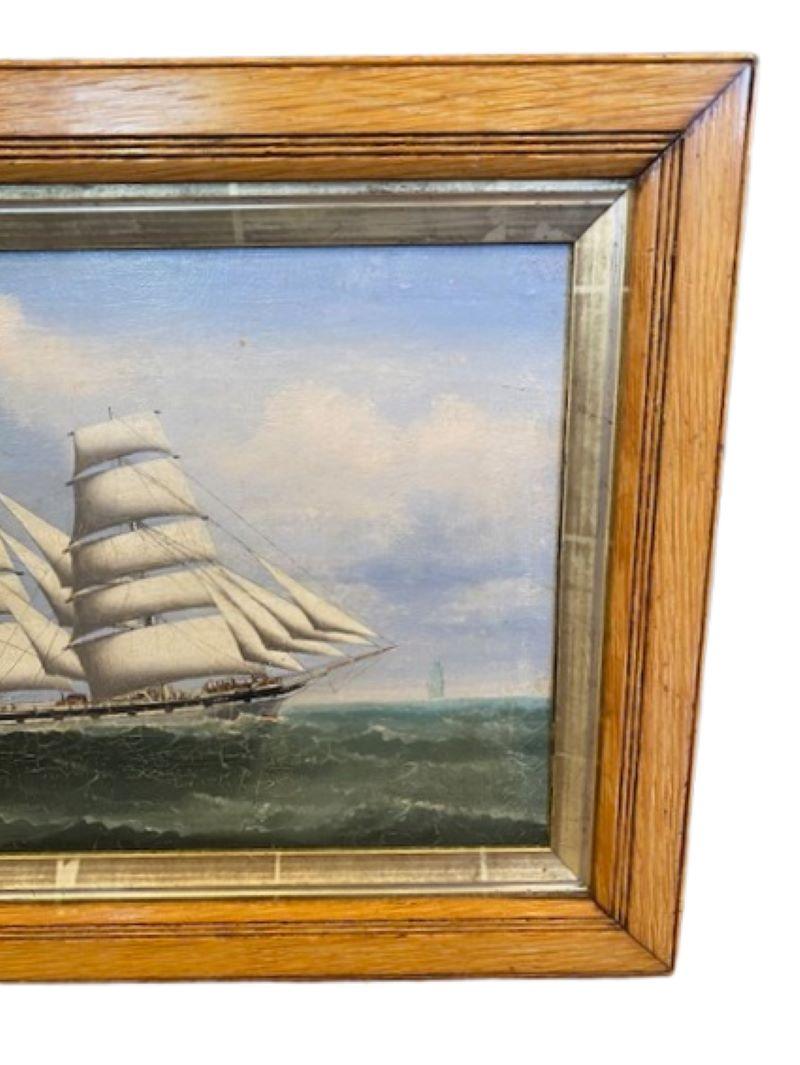 China-Handelslandschaft des 19. Jahrhunderts mit dem Schiff Avon auf See, von Lai Fong (aktiv: 1875 - 1905), um 1890, Öl auf Leinwand, Steuerbordansicht eines Rahsegelschiffs unter vollen Segeln auf kristallklarem Meer, mit dem fernen Wasser im
