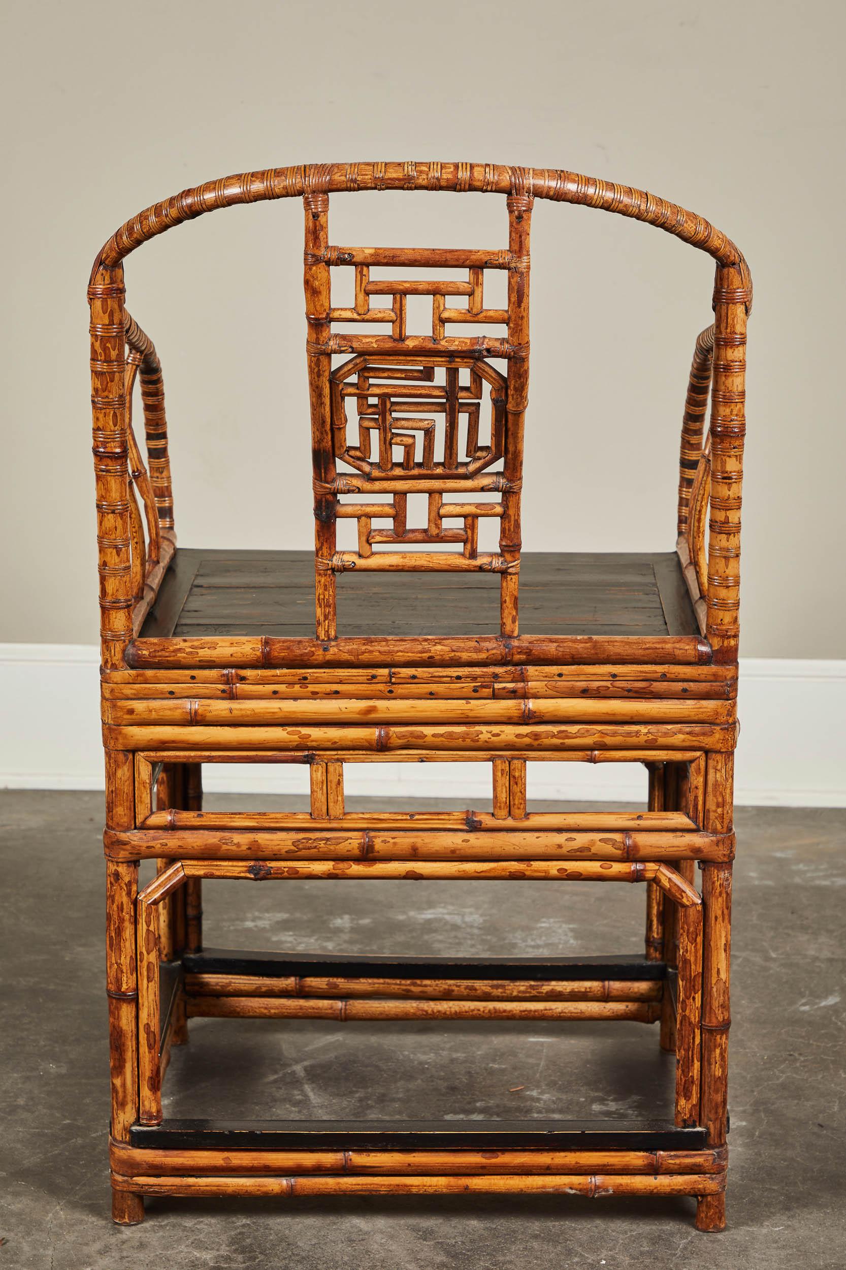 19th Century Chinese Bamboo Horseshoe Armchair For Sale 2