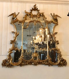 19th Century Chinese Chippendale Overmantel Mirror with HO HO Birds
