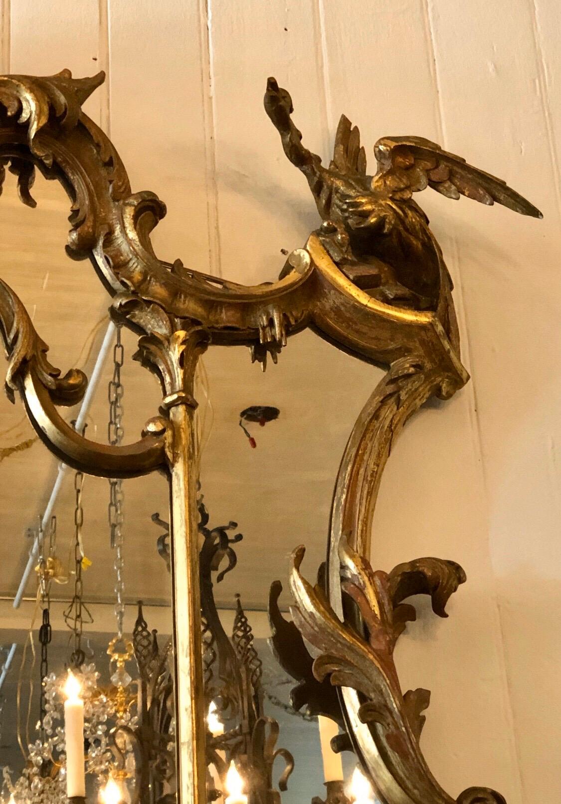Chinesischer Chippendale-Overmantel-Spiegel des 19. Jahrhunderts mit HO-Vogeln im Zustand „Gut“ im Angebot in Charleston, SC