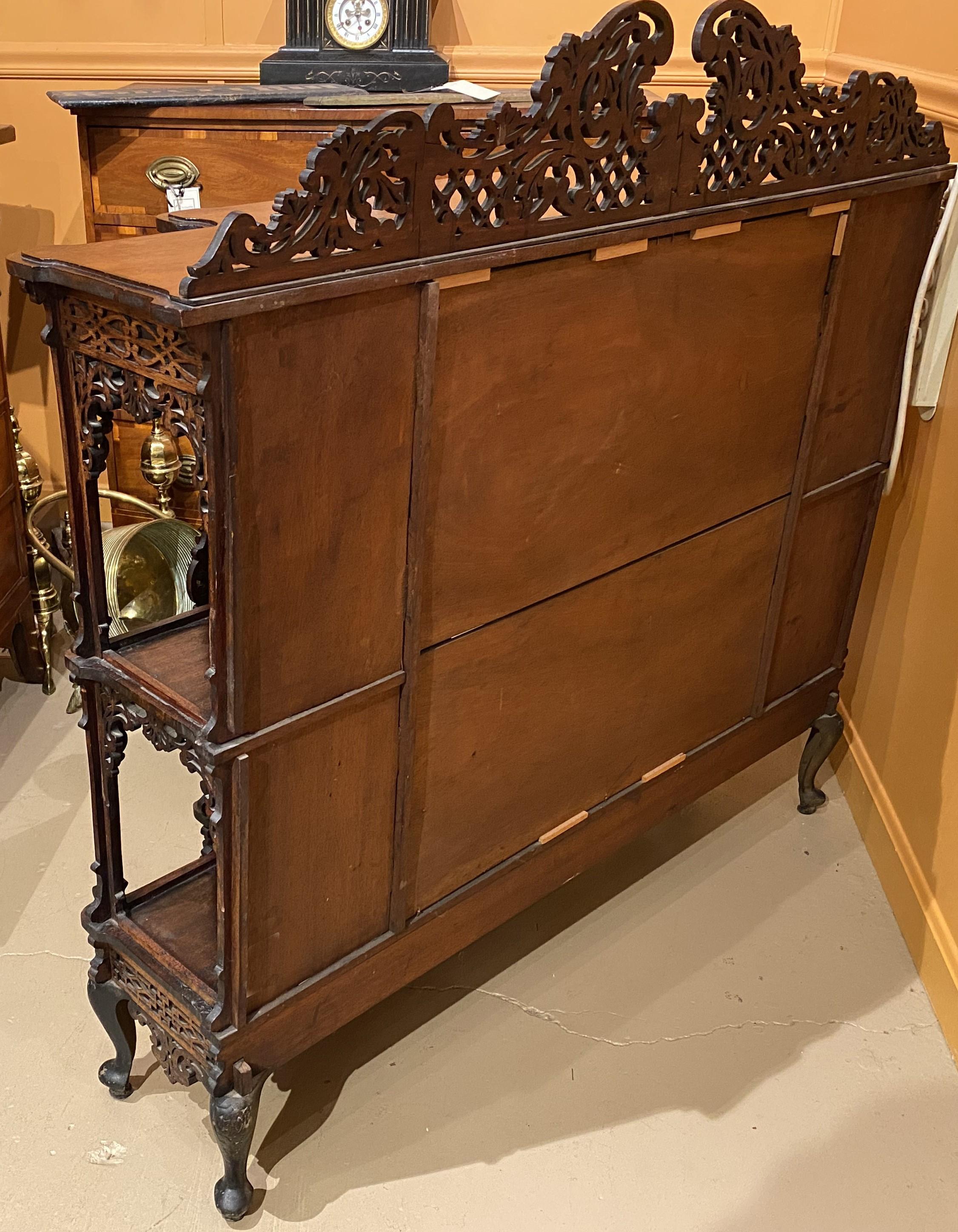 19th c Chinese Chippendale Style Mahogany Cabinet Étagère, Probably New Zealand For Sale 6