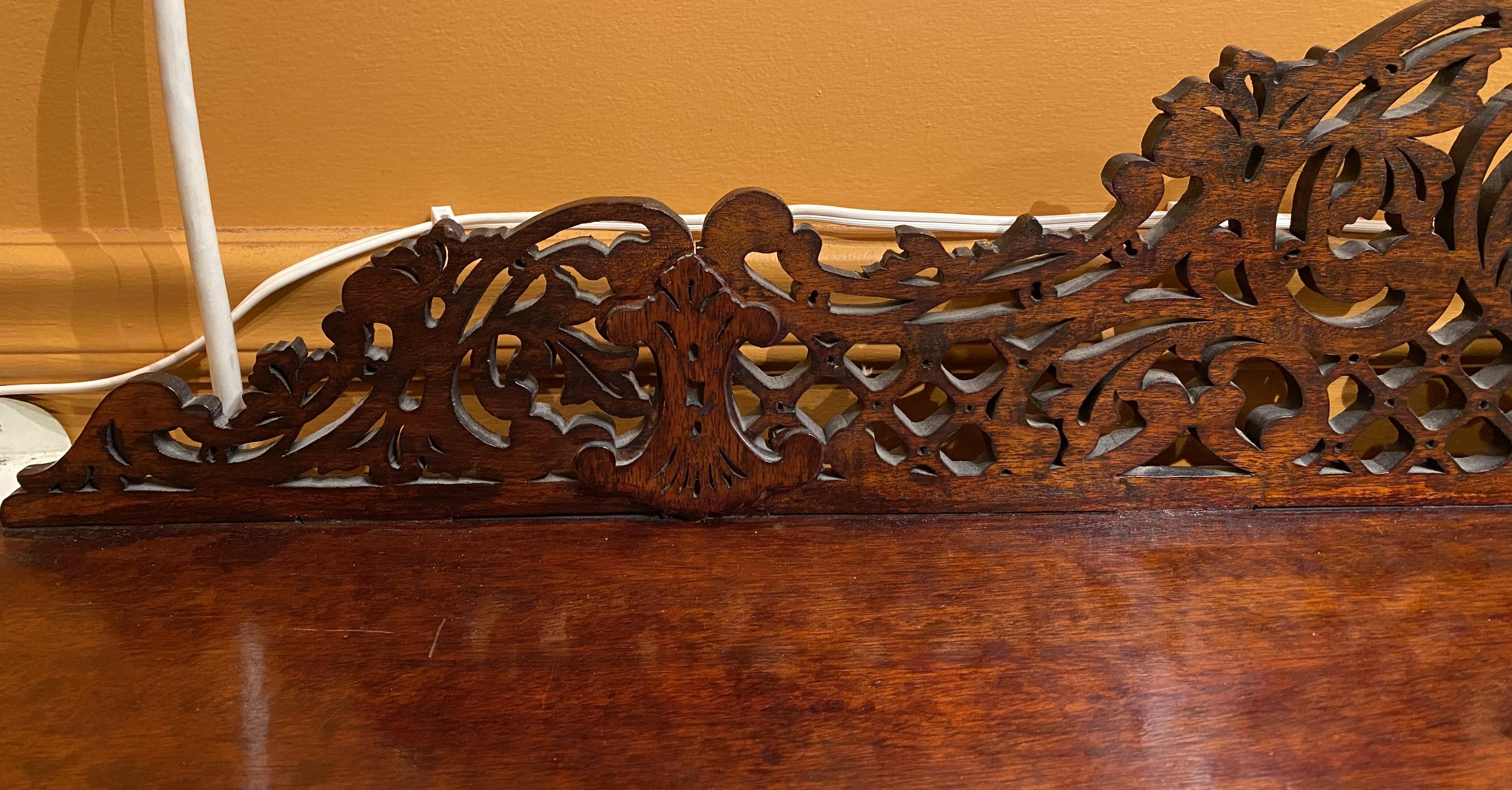 Glass 19th c Chinese Chippendale Style Mahogany Cabinet Étagère, Probably New Zealand For Sale