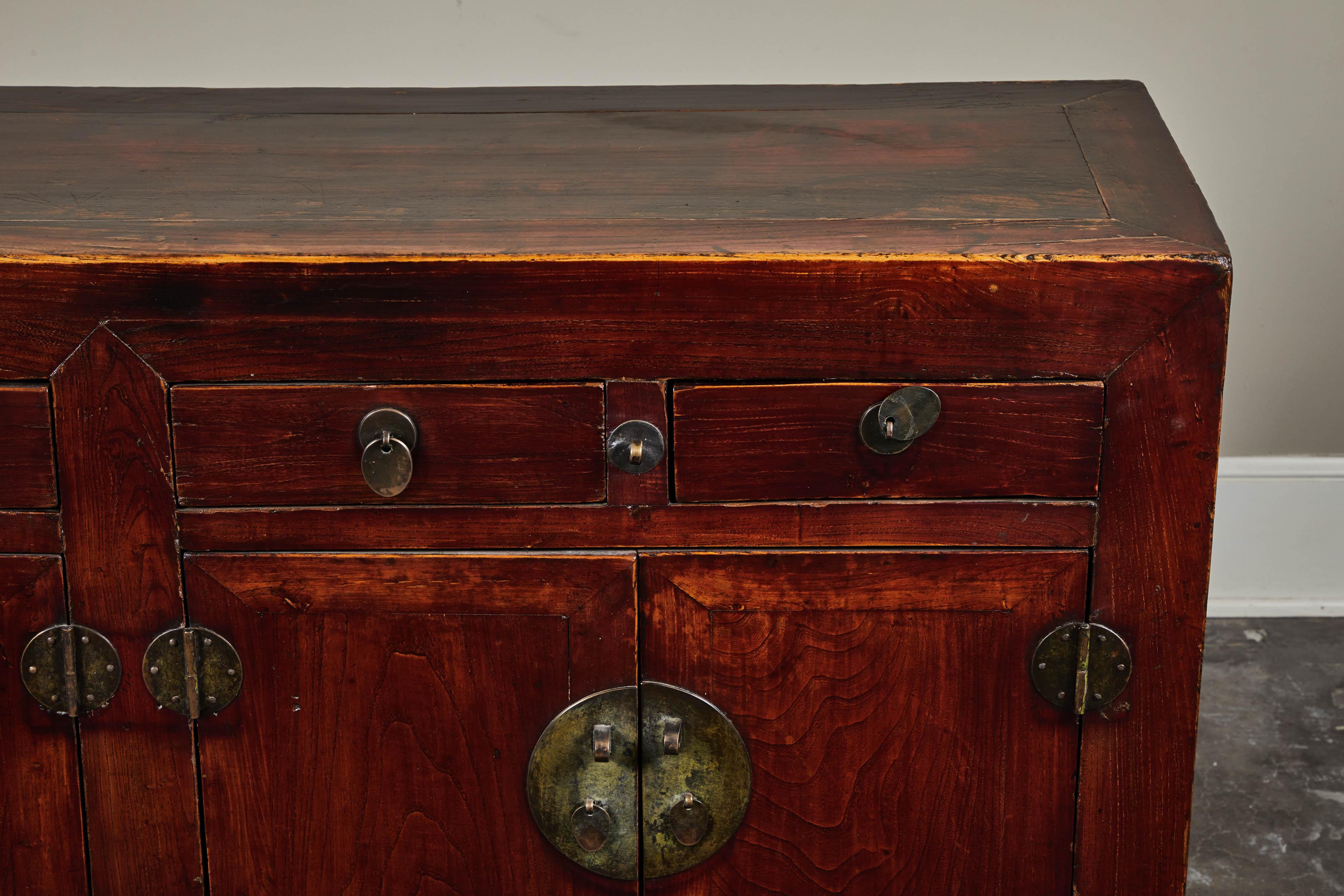 Chinese Export 19th Century Chinese Elm Sideboard