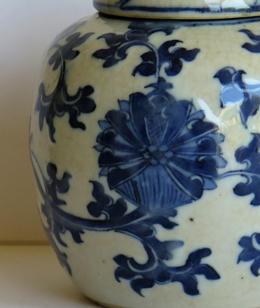 Chinese Export Lidded Jar moulded Porcelain Hand painted Blue and White  3